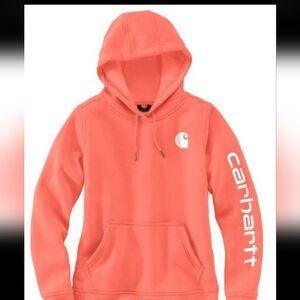 Carhartt Relaxed FIT Midweight Logo Graphic Hoodie Sweatshirt NWT In Coral
